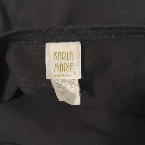 Vintage Karla Marie Applique Snowman Maxi Dress Black Slit Hem Size 2X - Picture 6 of 13